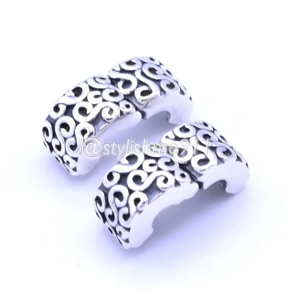 Two Authentic PANDORA Silver Swirls Clips Charms - 790338